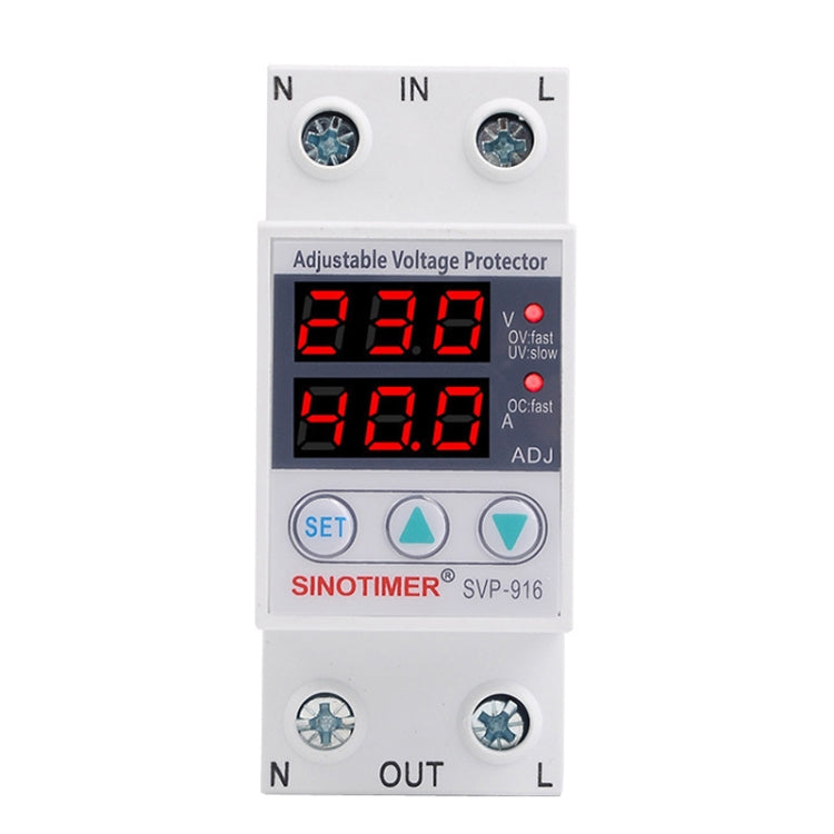 SINOTIMER SVP-916 Protector de bajo voltaje de sobrevoltaje ajustable con restablecimiento automático, corriente:, 40A, 63A, 80A