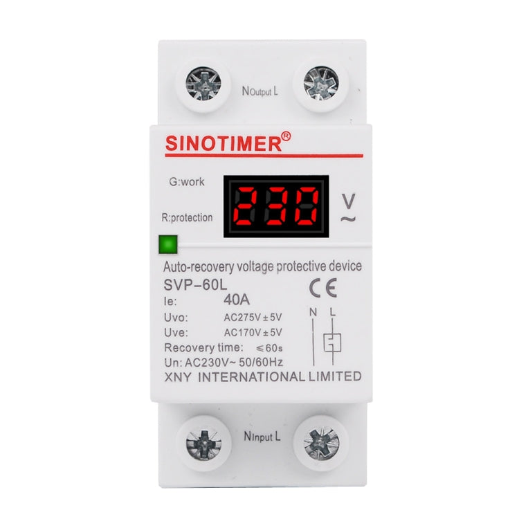 SINOTIMER 220V LED Pantalla digital Retardo Restablecimiento automático Protector de bajo voltaje, SVP-60L