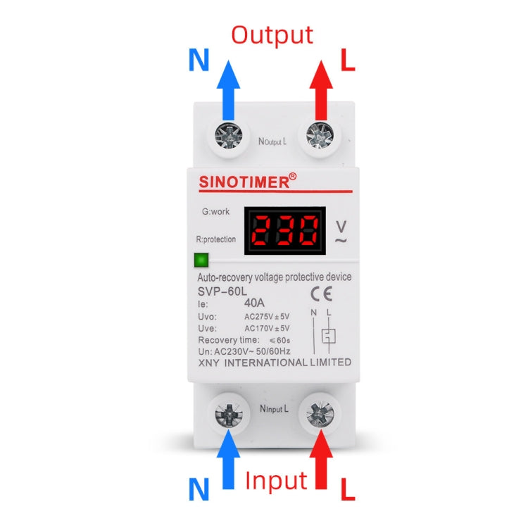 SINOTIMER 220V LED Pantalla digital Retardo Restablecimiento automático Protector de bajo voltaje, SVP-60L