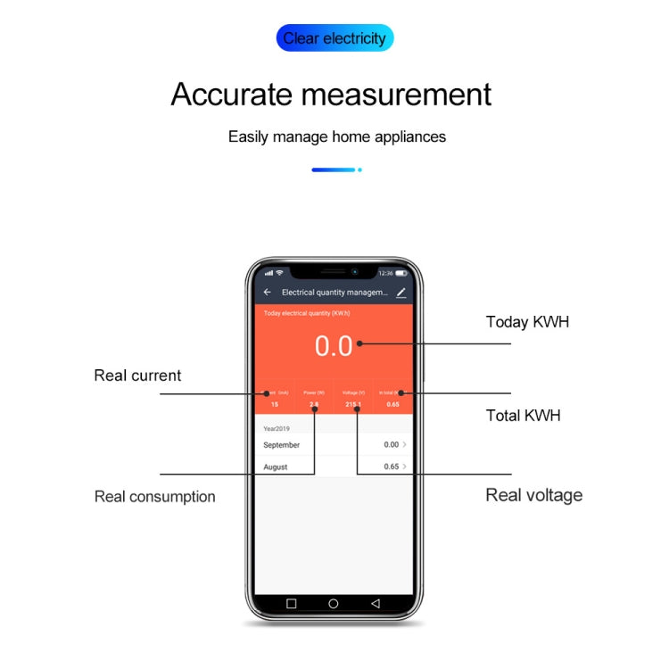 SINOTIMER TM608 Smart WiFi Medidor de potencia monofásico Aplicación móvil Home Rail Meter 16A 100-240V, TM608