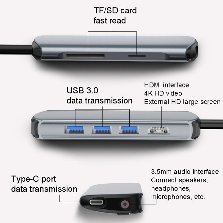 Base de extensión tipo C 8 en 1 Convertidor para computadora portátil Hub USB HUB, USB HUB