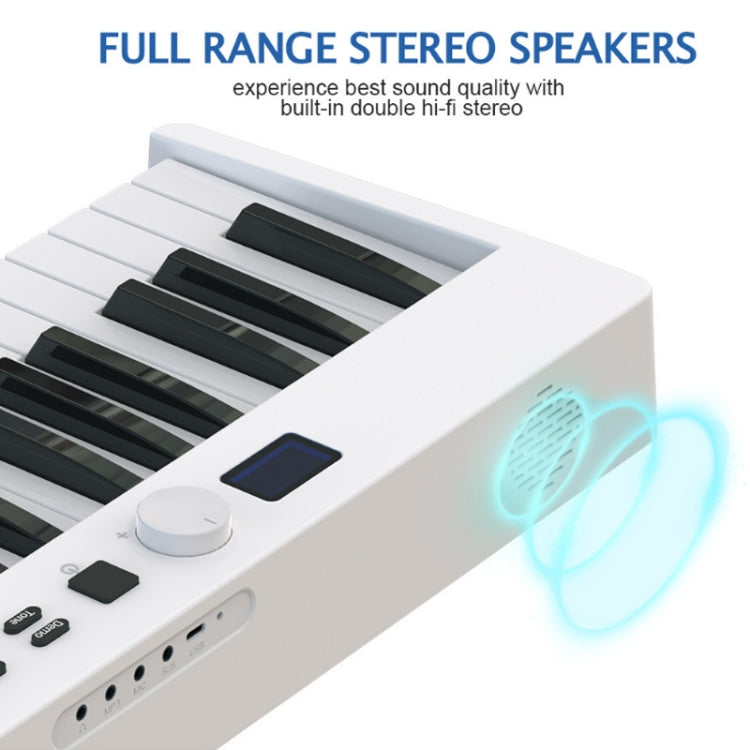 Piano eléctrico plegable inteligente portátil de 88 teclas, enchufe de la UE, PJ88C White, PJ88C Black, PJ88CD Black With Light