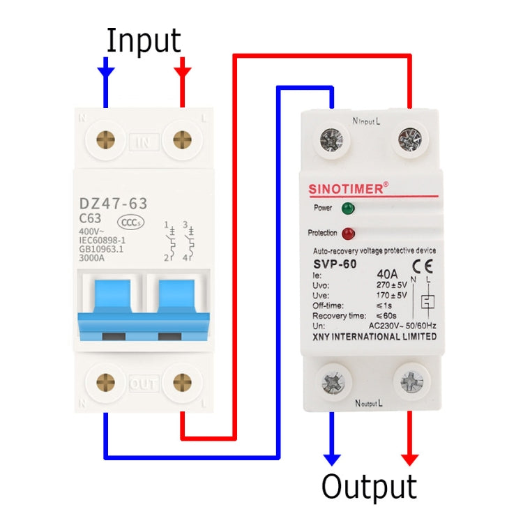 Protector de sobrepresión inteligente autodúplex monofásico SINOTIMER, SVP-60