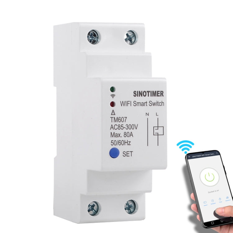 SINOTIMER TM607 temporizador inteligente Wifi aplicación móvil interruptor de tiempo de Control remoto de carril doméstico 80A 85-300V, TM607