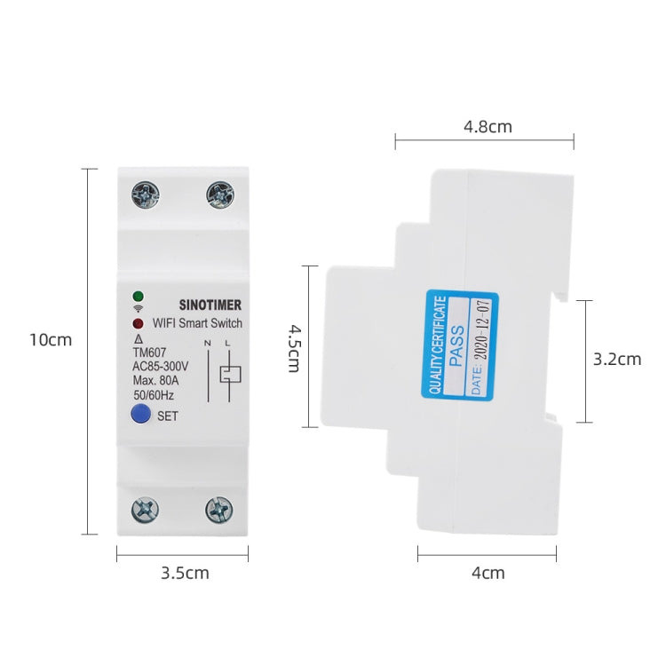 SINOTIMER TM607 temporizador inteligente Wifi aplicación móvil interruptor de tiempo de Control remoto de carril doméstico 80A 85-300V, TM607