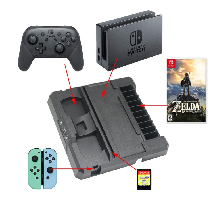Soporte de almacenamiento de Base de carga con mango de consola de juegos multifuncional para Nintendo Switch, S053