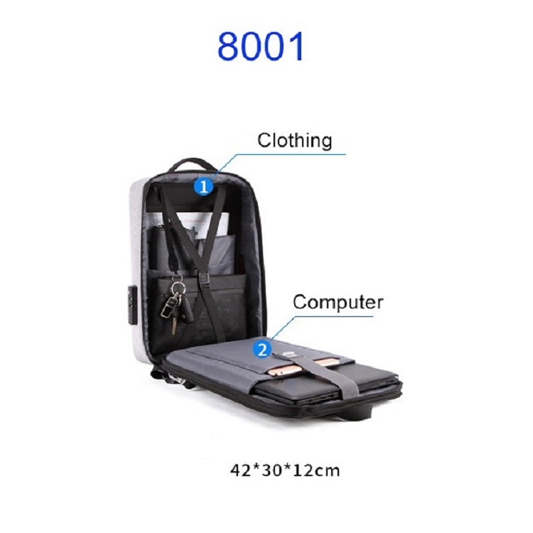 Mochila de carcasa dura Marco de aleación Bolso antirrobo para computadora para hombres, 8001 Black, 8001 Gray, 8001 Blue, 8001 Red, 8003 Black, 8003 Gray, 8003 Blue, 8003 Red, 8001-J Black, 8001-J Gray, 8001-J Blue, 8001-J Red