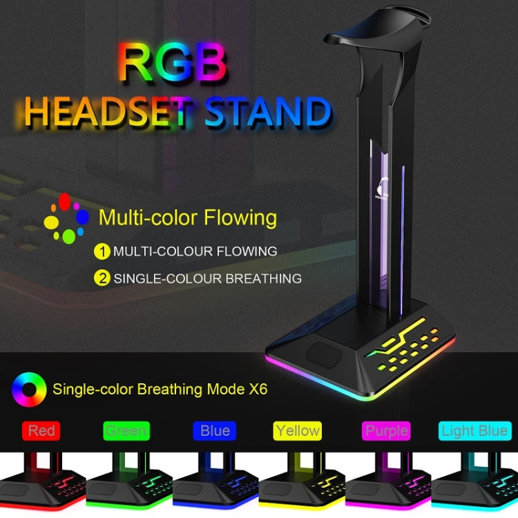 Soporte para auriculares para juegos con doble USB RGB que cambia de color