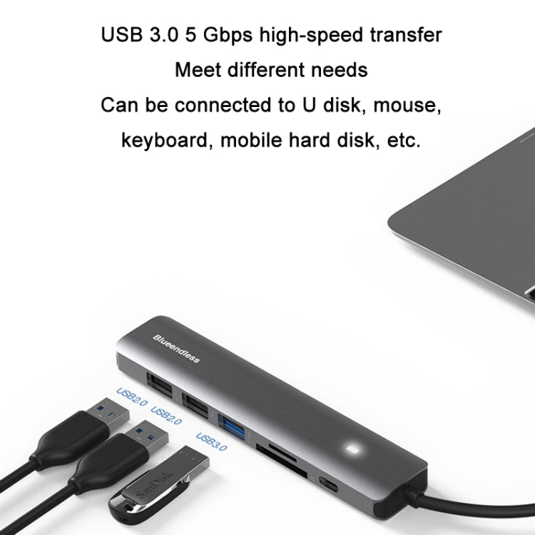 Blueendless Type-C+USB 3.0/2.0+HDMI4K HUB, Especificación:, 7 in 1, 5 in 1