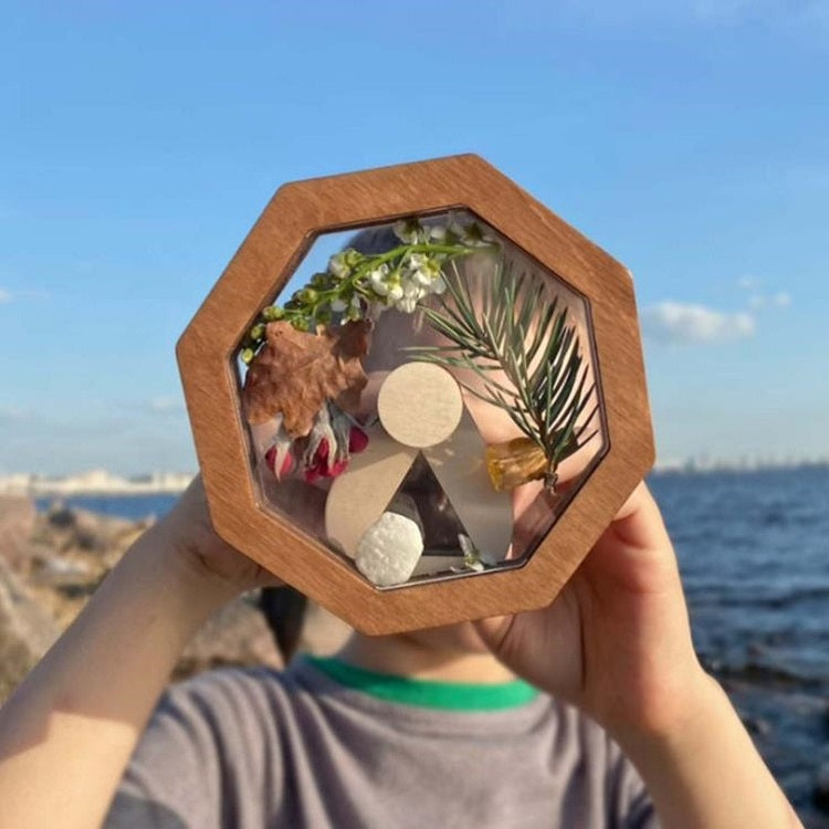 Regalo de juguete de caleidoscopio giratorio de madera DIY para niños, Kaleidoscope