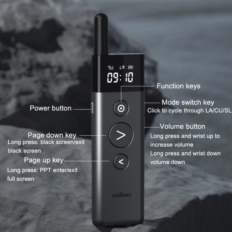 ASiNG A10 Green Light PPT Page Turning Pen Remote Control Presentation Pen, Capacidad:, A10 128M (Gray), A10 32G (Gray)