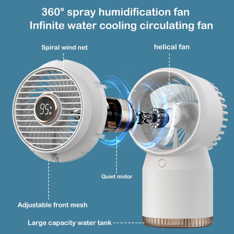 Ventilador de oficina con pantalla digital LED humidificada en aerosol, estilo:, 3600mAh Rechargeable, USB Direct Plug