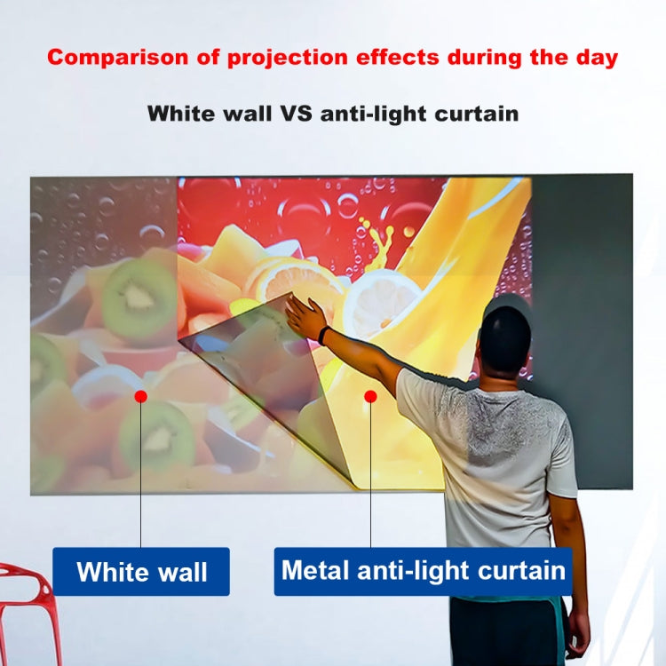 Cortina de proyección HD anti-luz plegable de metal, tamaño:, 60 inch 16:9 133x75cm, 72 inch 16:9 159x90cm, 84 inch 16:9 186x105cm, 92 inch 16:9 199x112cm, 100 inch 16:9 221x125cm, 110 inch 16:9 250x140cm, 120 inch 16:9 266x148cm, 130 inch 16:9 290x160...