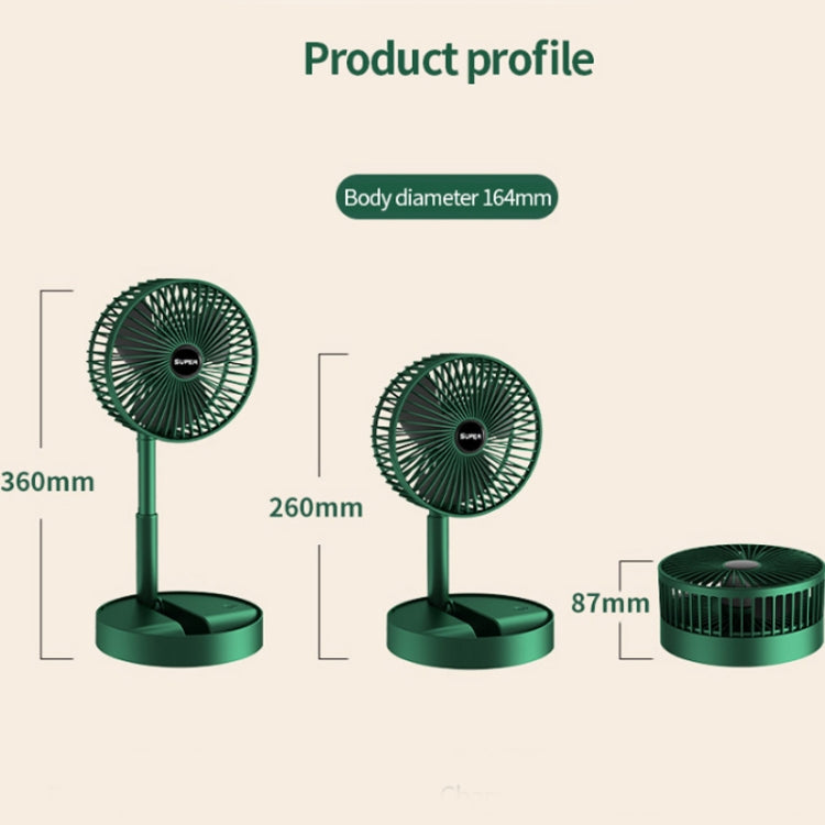 Ventilador plegable portátil Ventilador de pie retráctil, estilo:, Rechargeable (White), Rechargeable (Green), USB Plug In  (White), USB Plug In (Green)