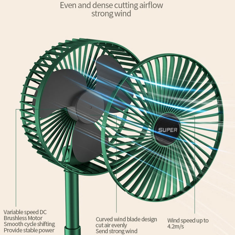 Ventilador plegable portátil Ventilador de pie retráctil, estilo:, Rechargeable (White), Rechargeable (Green), USB Plug In  (White), USB Plug In (Green)