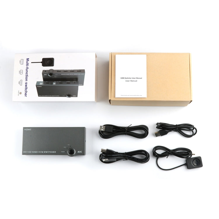 2 en 1 salida 4K 60Hz KVM HDMI Switch USB Swltch Splitter Box HUB
