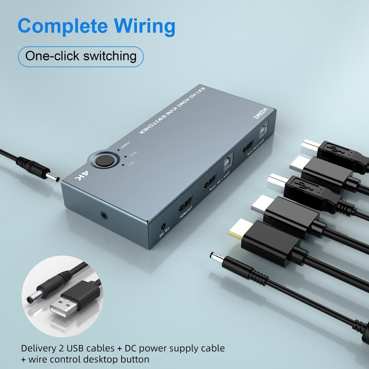 2 en 1 salida 4K 60Hz KVM HDMI Switch USB Swltch Splitter Box HUB