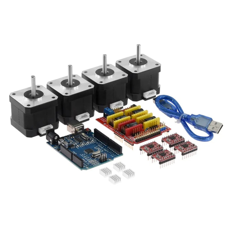 Accesorios para impresoras 3D CNC V3 + UNO R3 Versión mejorada + Controlador A4988 + Motor paso a paso, Kit