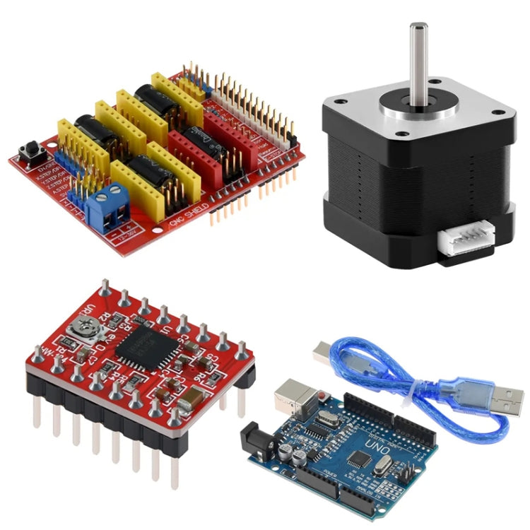 Accesorios para impresoras 3D CNC V3 + UNO R3 Versión mejorada + Controlador A4988 + Motor paso a paso, Kit