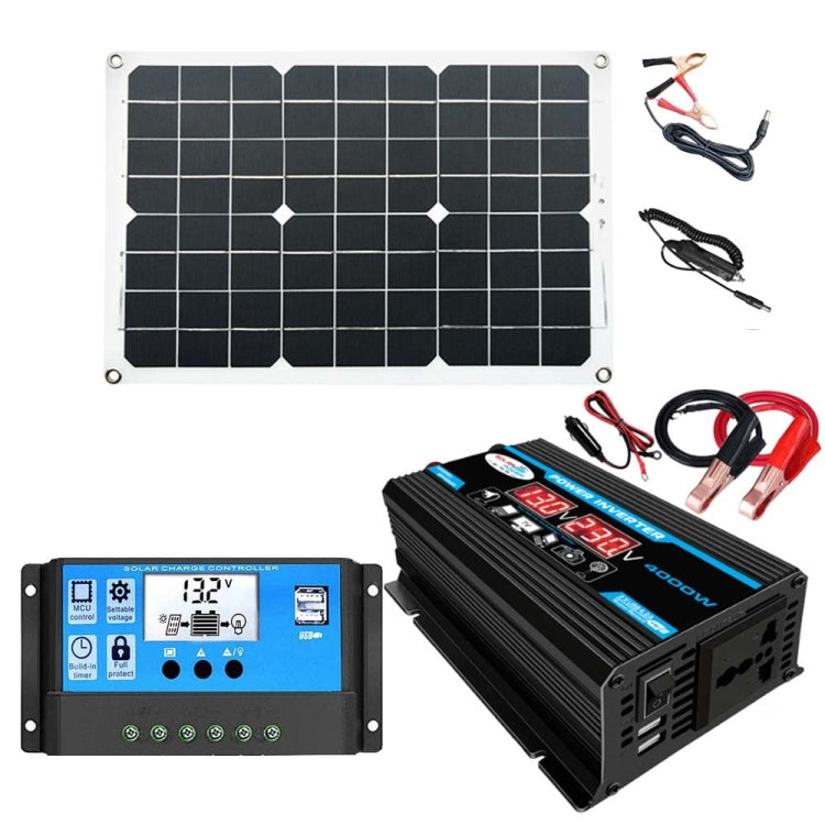 Inversor de sistema de energía solar 30A Controlador + Panel solar de 18W 12V, Especificación:, Black 12V To 110V, Black 12V To 220V, Yellow 12V To 110V, Yellow 12V To 220V
