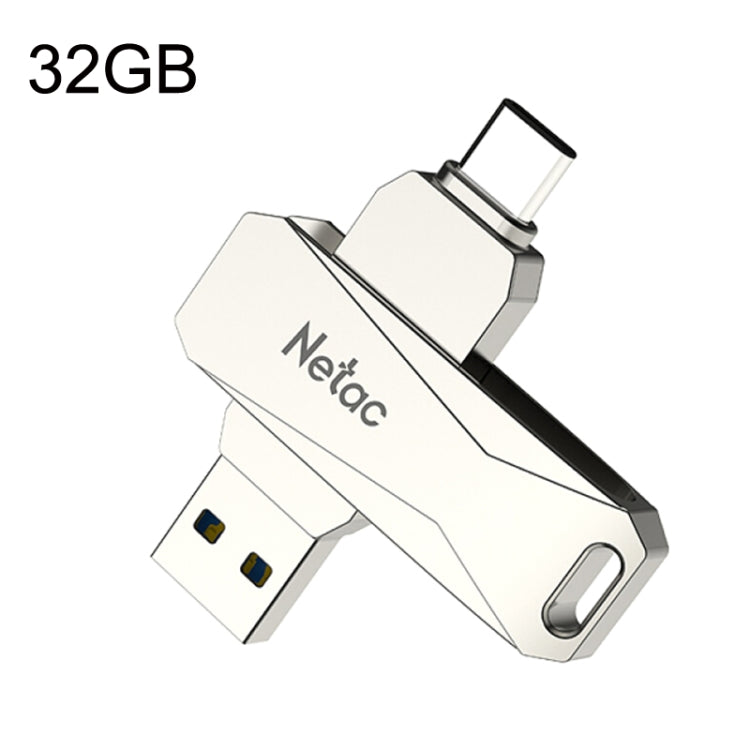 Netac U782C Tipo-C Unidad flash USB de computadora de metal de alta velocidad de interfaz dual, 32GB, 64GB, 128GB