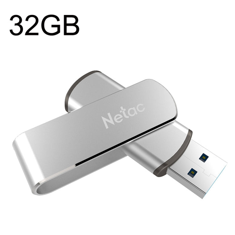 Netac U388 USB 3.0 de alta velocidad Disco giratorio de metal para computadora de automóvil U, 16GB, 32GB, 64GB, 128GB