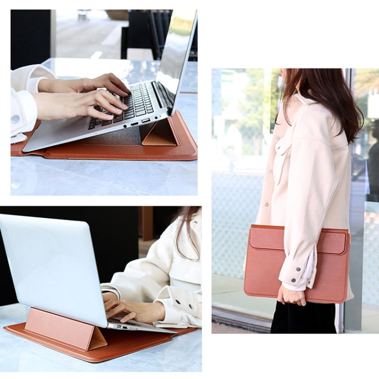 PU08DZ Bolsa de cuero para computadora portátil con función de soporte, 13.3 inches, 14.1-15.4 inches