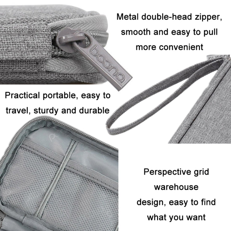 Baona BN-C004 Mini U Disk Auriculares Cable de datos Bolsa de almacenamiento, Color:, Single Layer (Gray), Single Layer (Black), Double Layer (Gray), Double Layer (Black)