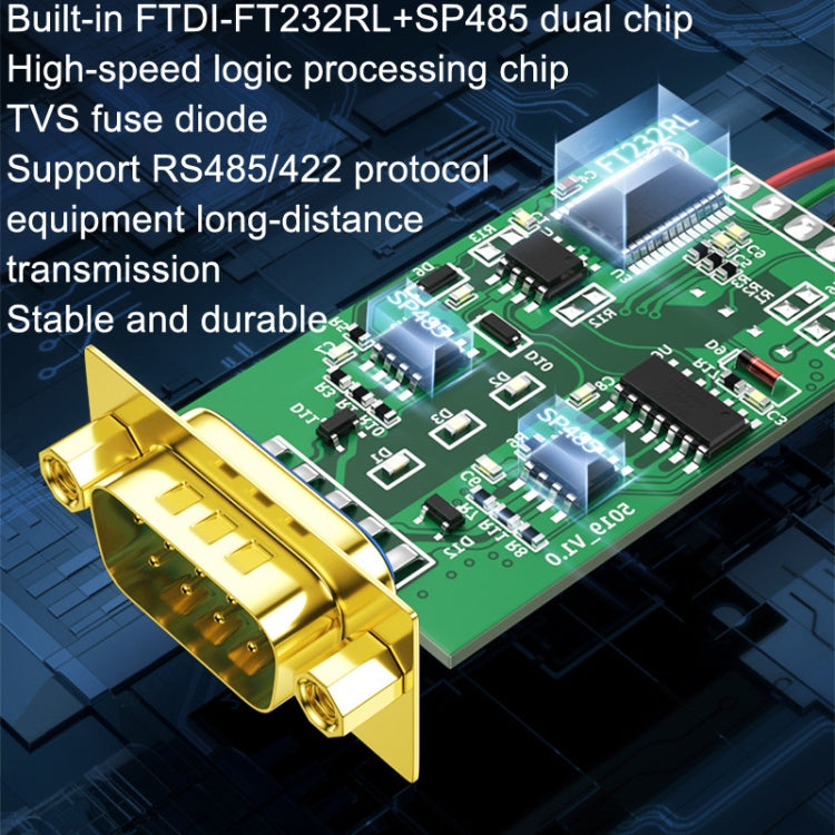 DTECH DT-5119 0,5 m USB a RS485/422 Convertidor industrial Adaptador de comunicación de línea serie, DT-5119 0.5m