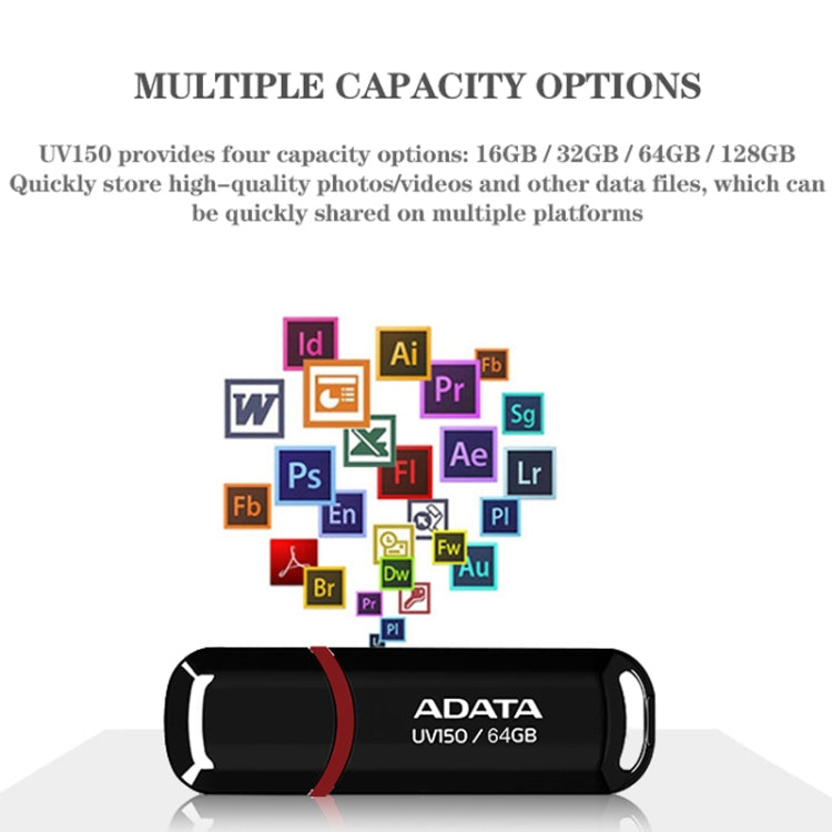 Memoria USB ADATA UV150 de alta velocidad USB 3.1 para empresas, 16GB, 32GB, 64GB, 128GB