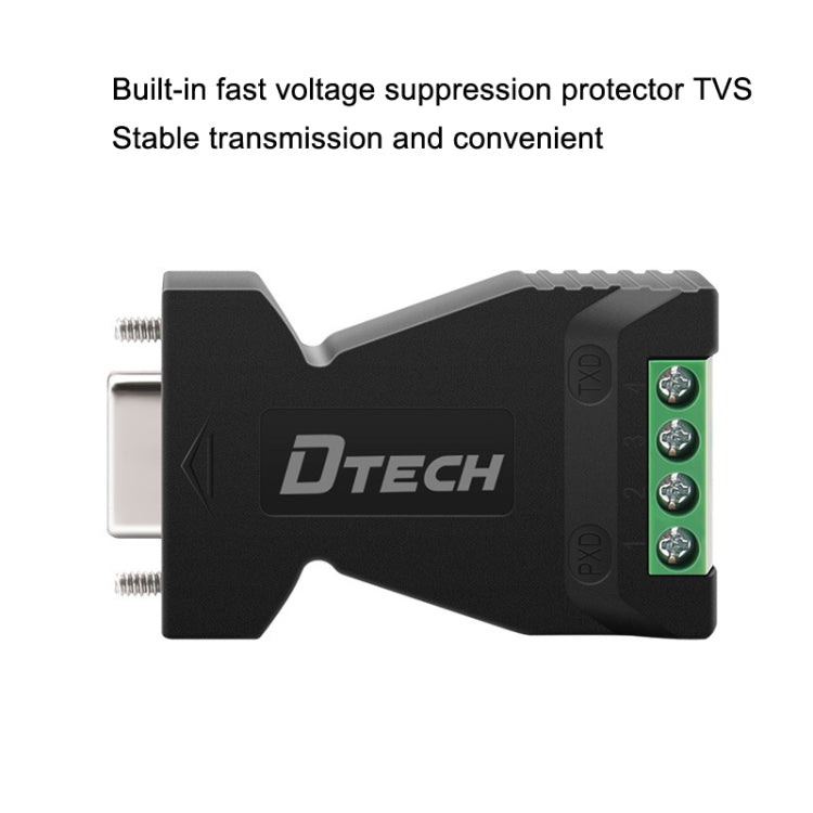 Convertidor RS232 a 485 de protección contra sobretensiones y rayos de grado industrial DTECH DT-9001, DT-9001