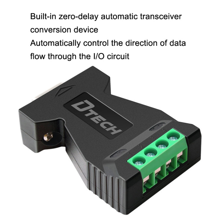 Convertidor RS232 a 485 de protección contra sobretensiones y rayos de grado industrial DTECH DT-9001, DT-9001