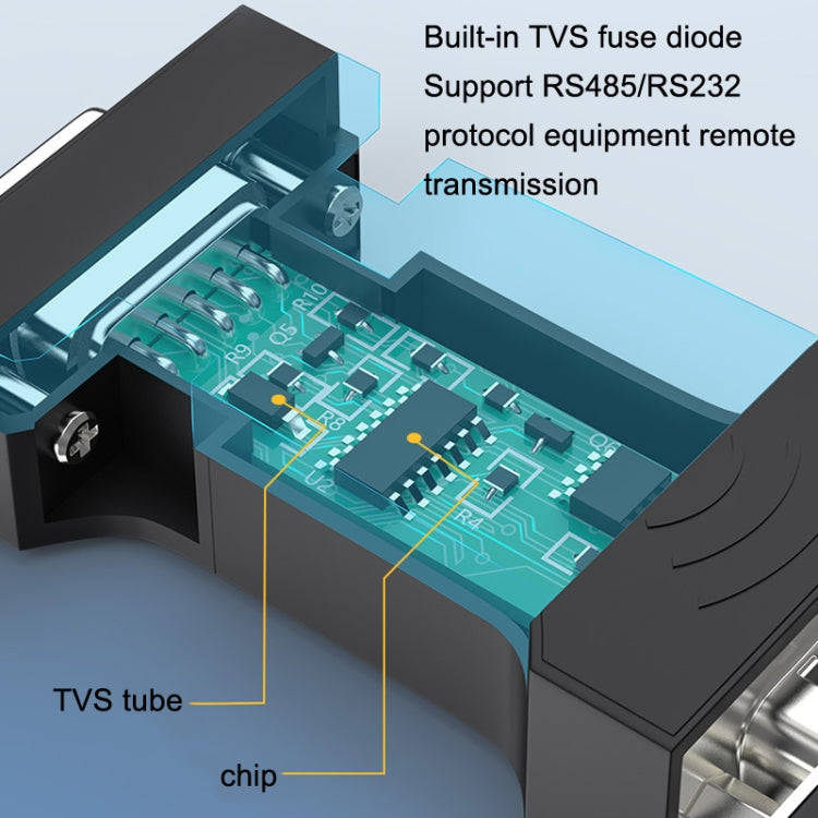 Convertidor de módulo de protocolo de comunicación serie RS232 a RS485 bidireccional pasivo DTECH DT-9000, DT-9000