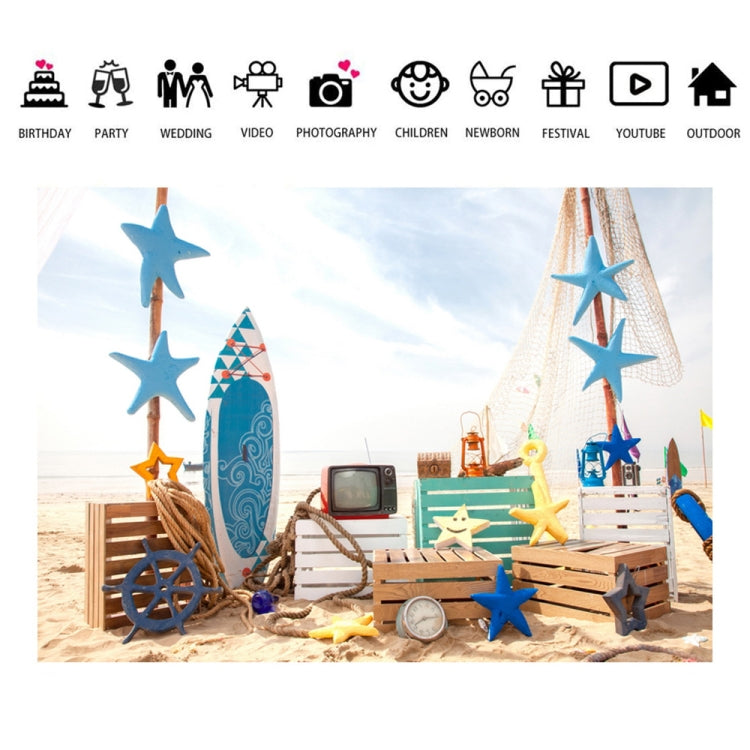 Tela de fondo de fotografía de tabla de surf de playa de 2,1 m x 1,5 m