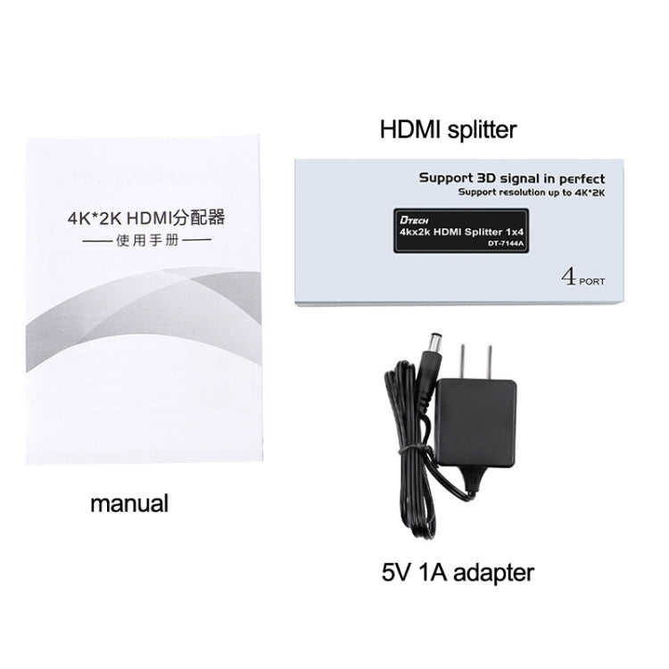 DTECH DT-7144A HDMI 2.0 1 entrada 4 salidas 4K X 2K HD Divisor de video, enchufe CN, DT-7144A