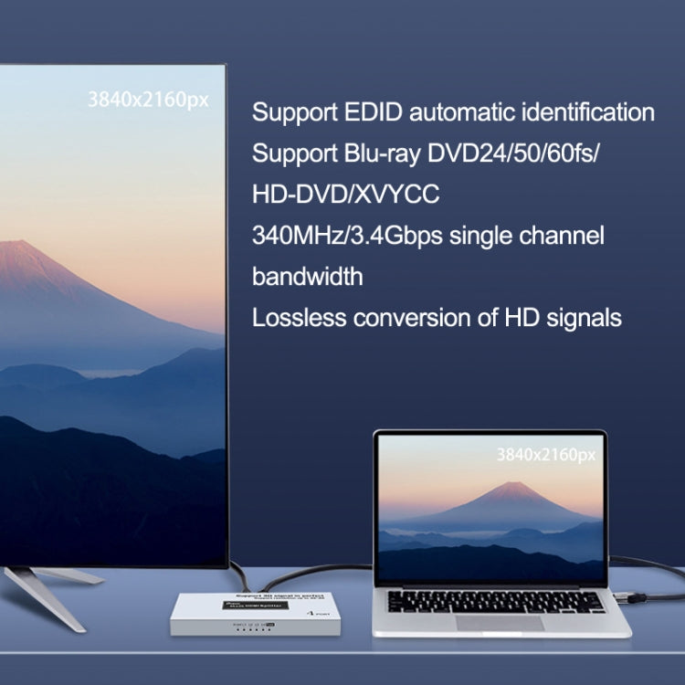 DTECH DT-7144A HDMI 2.0 1 entrada 4 salidas 4K X 2K HD Divisor de video, enchufe CN, DT-7144A