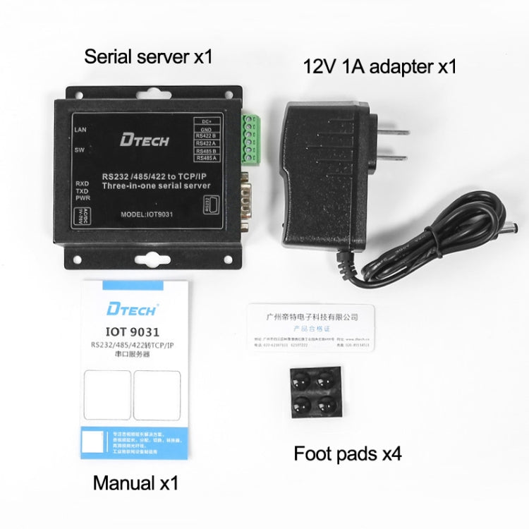 DTECH IOT9031 RS232/485/422 a TCP 3 en 1 servidor serie, enchufe CN, IOT9031 RS232/485/422 To TCP
