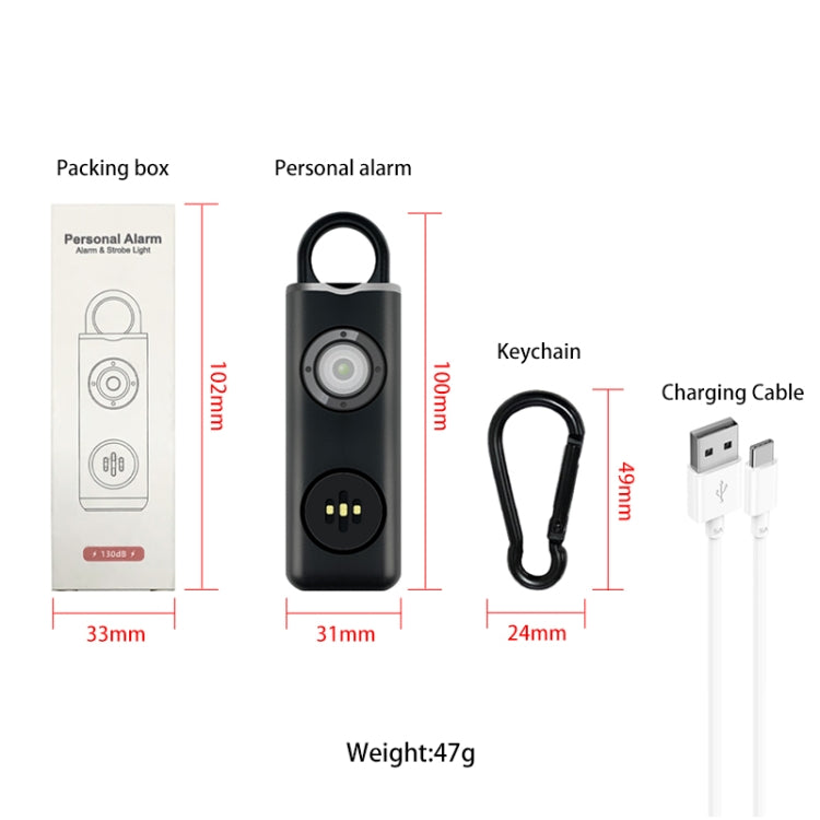 Llavero de autodefensa recargable para estudiante con alarma antilobo, Rechargeable White, Rechargeable Black