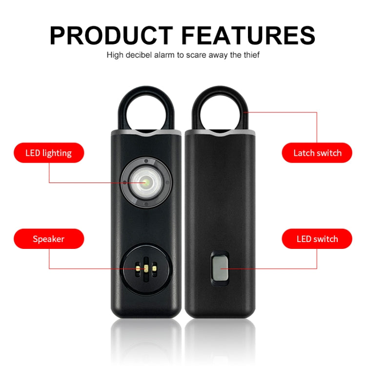 Llavero de autodefensa recargable para estudiante con alarma antilobo, Rechargeable White, Rechargeable Black