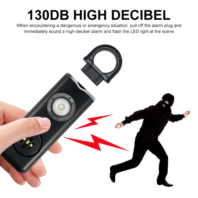 Llavero de autodefensa recargable para estudiante con alarma antilobo, Rechargeable White, Rechargeable Black