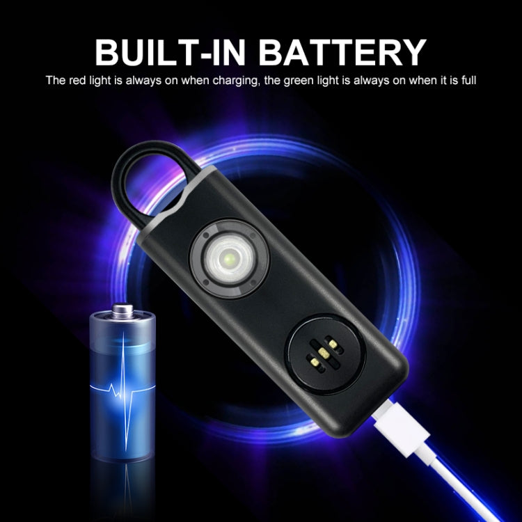 Llavero de autodefensa recargable para estudiante con alarma antilobo, Rechargeable White, Rechargeable Black