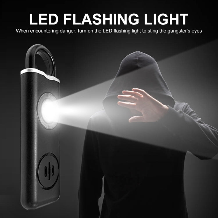 Llavero de autodefensa recargable para estudiante con alarma antilobo, Rechargeable White, Rechargeable Black