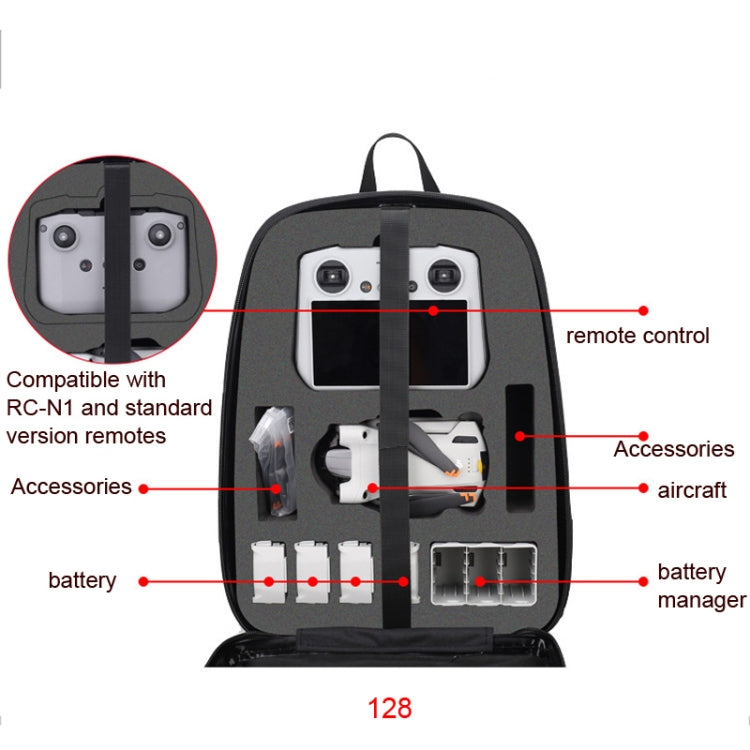 Mochila impermeable de compresión rígida para DJI Mini 3 Pro, For DJI Mini 3 Pro 128 Large, For DJI Mini 3 Pro 127 Small