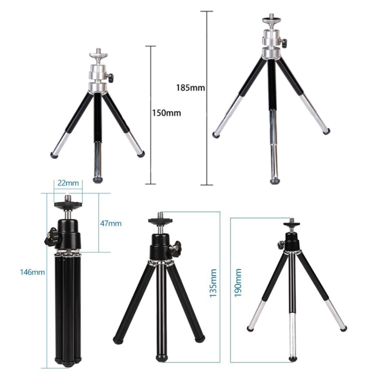 2 soportes para teléfono con proyector, mini trípode de metal telescópico portátil de escritorio, estilo:, 2 Sections (Black), 2 Sections (Silver), 3 Sections (Black), 3 Sections (Silver)