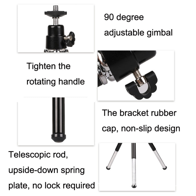 2 soportes para teléfono con proyector, mini trípode de metal telescópico portátil de escritorio, estilo:, 2 Sections (Black), 2 Sections (Silver), 3 Sections (Black), 3 Sections (Silver)