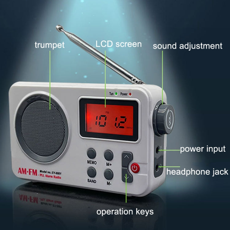 SY-8801 Radio retro portátil HD Pantalla LCD Peso Bajo Radio de onda corta, SY-8801
