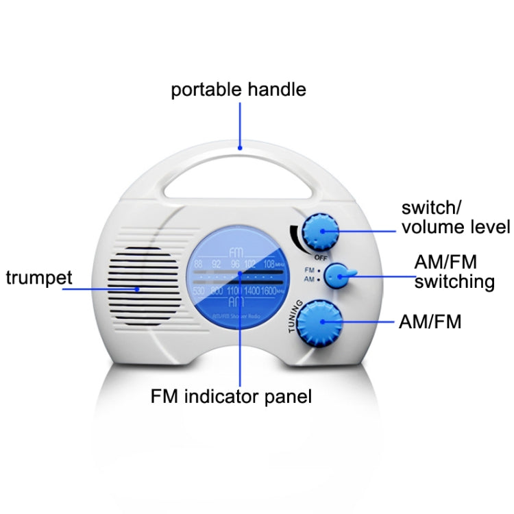 SY-910 AM/FM Two Waves Radio IPX4 Radio portátil resistente al agua, SY-910