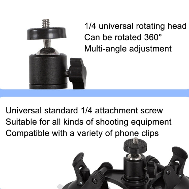 Soporte de vehículo de propósito general para automóvil Base de grabación de video de vidrio fijo con ventosa, Suction Cup+PTZ, Suction Cup+PTZ+Gopro Screw, Suction Cup+PTZ+Phone Clip