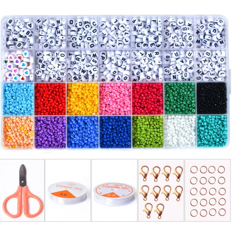 28 cuentas de alfabeto de cuadrícula, cuentas de arroz, Material de pulsera de cuentas DIY, 28 Grid