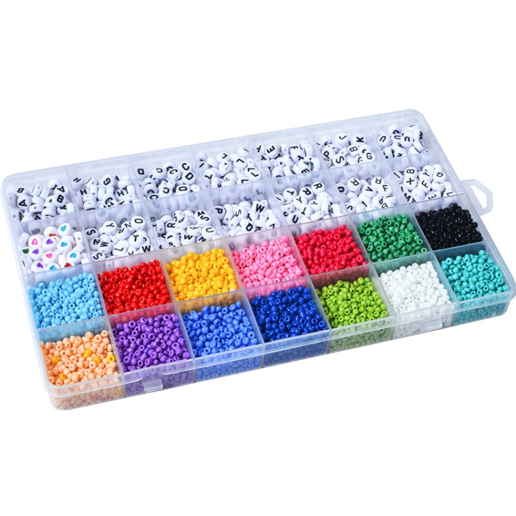 28 cuentas de alfabeto de cuadrícula, cuentas de arroz, Material de pulsera de cuentas DIY, 28 Grid